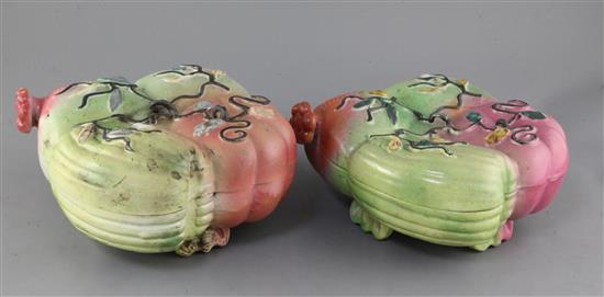 A pair of large Chinese enamelled porcelain four-fruit boxes and covers, 19th century,